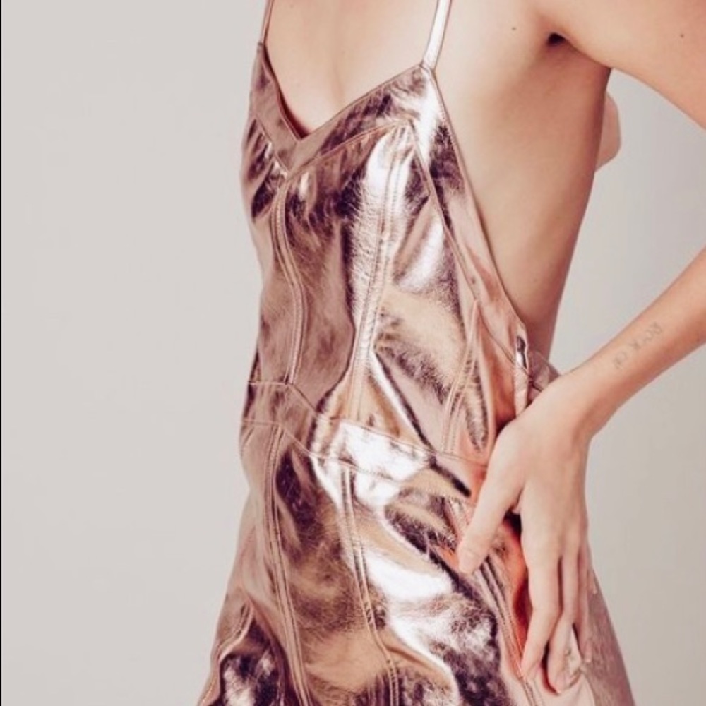 For Love and Lemons Luna Metallic Dress in Gold